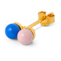 Double Color Ball earring 1 pcs - Blue/Light Pink