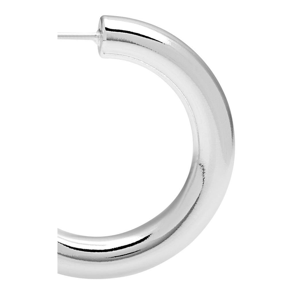 LULU Copenhagen Non Hoops Chunky Medium pair shiny Hoops Silver Plated